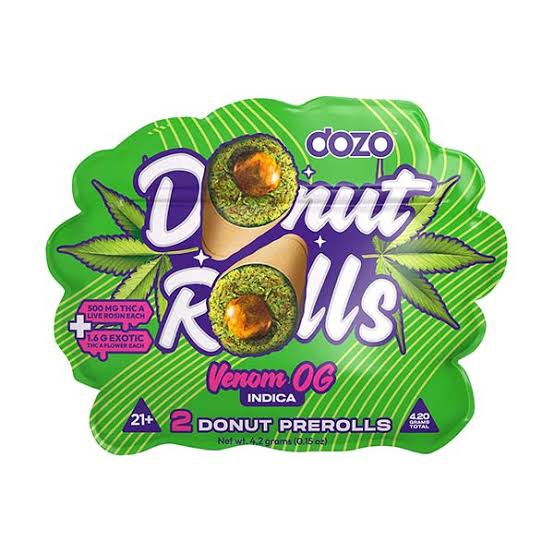 DONUT ROLLS ROSIN INFUSED PREROLLS THCA VENOM OG